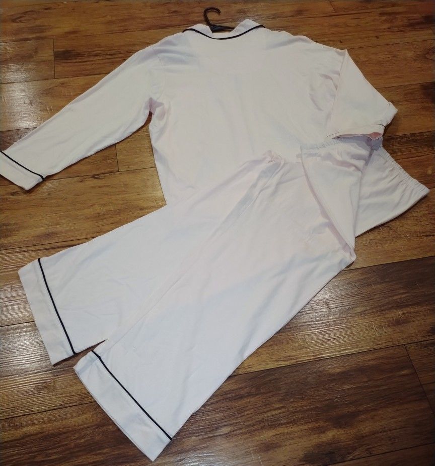 New PajamaGram 2-Piece Women’s Pajama Set – Petite XL, Brown with Pink Trim