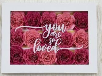 SALE! Valentines Day Gift - Paper Flowers in a Shadow Box Frame
