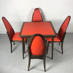 Stakmore Orange Table With 4 Matching Chairs