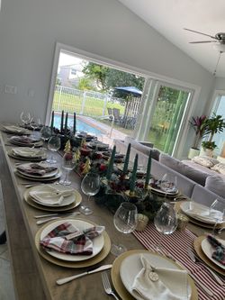 Big Size, Real Wood Dining Table 2 Benchs - Fits 16 People 