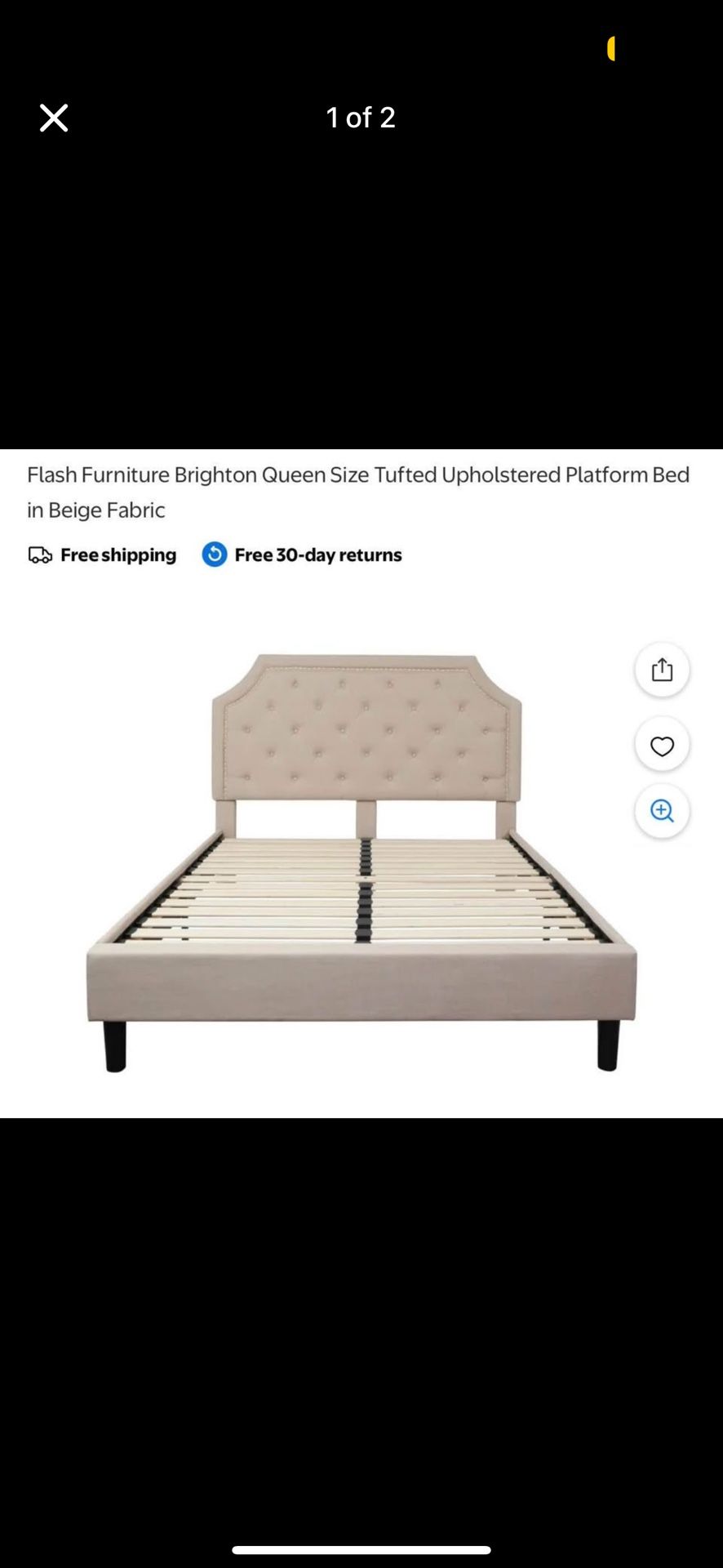 Beautiful Queen Platform Bed w/Tufted Headboard & Nail Accent Trimi Jo