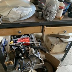 Metal and Wooden work shop table