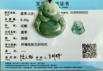 Certified natural A grade Jadeite carving smile Buddha jade Amulet pendant