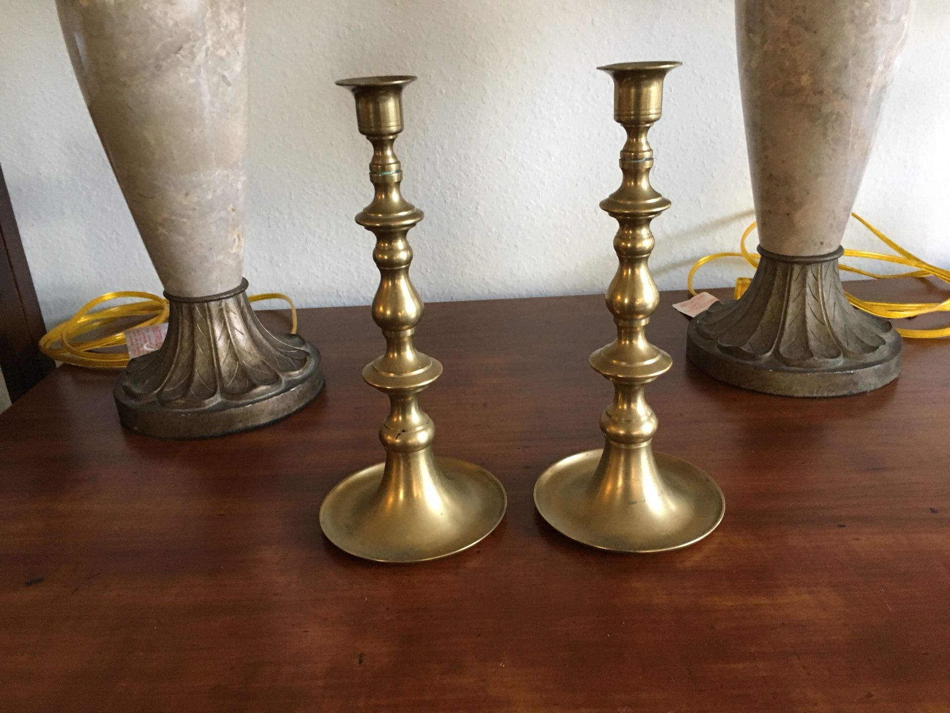 FREE Two solid brass candleholders
