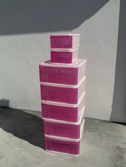 Pink Plastic Storage Drawer Set