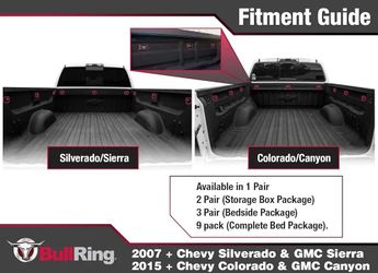 Bull Ring Inner Bed Retractable Truck Bed Tie Down Anchors, Built for 2007+ Chevy Silverado & GMC Sierra, 2015+ Chevy Colorado & GMC Canyon, Fits in T