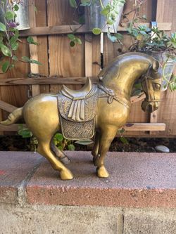 Vintage Asian Influence Brass Horse Statue Figurine