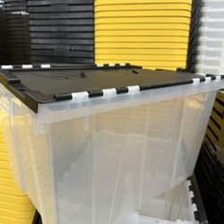 Clasp Heavy Duty Plastic Stackable Bin Organzier Container 12 Gallon Box