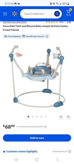 Cosco Kids Twirl-and-Bounce Baby Jumper Activity Center $50