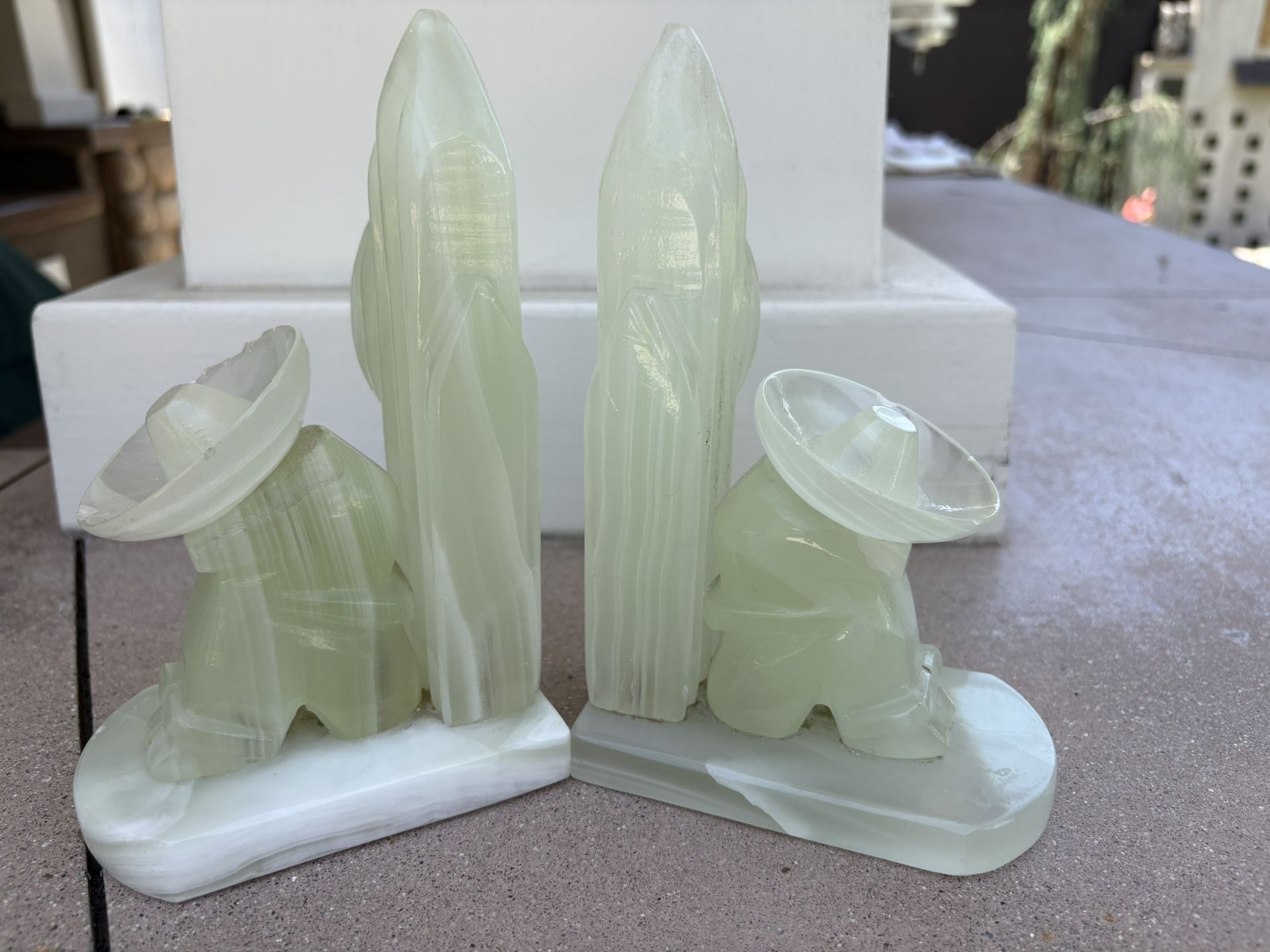 Vintage Onyx Sleeping Hombres Bookends
