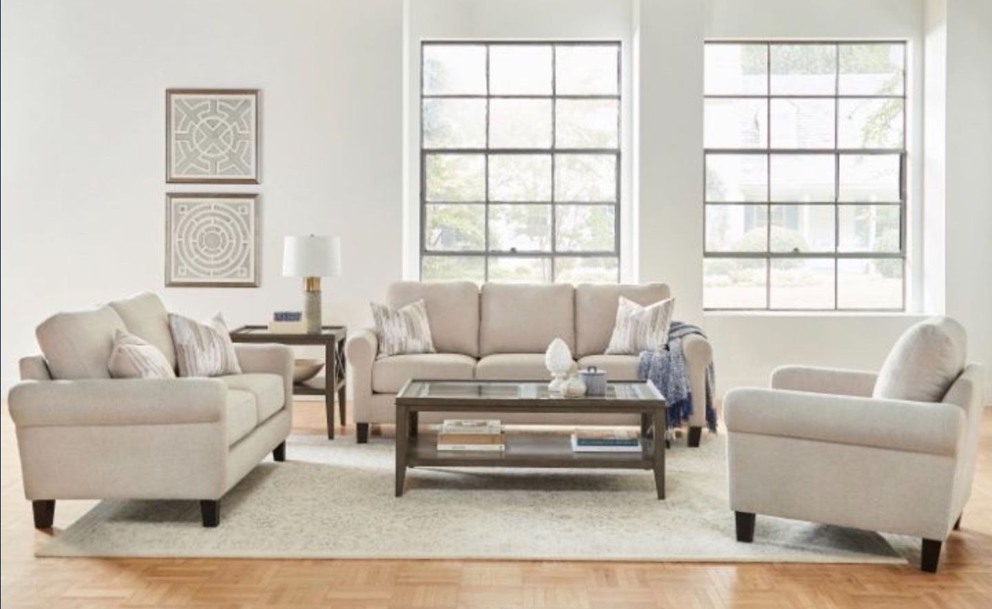 Brand New 2PC Oatmeal Sofa and Loveseat Set