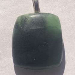 Deep Dark Green Jade Polished Pendant 