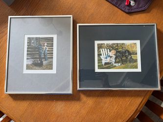 Two Framed Tammy Laye Art Prints - Rustic Children & Black Lab Scenes