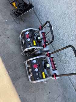 4.5 Gal. 175 PSI Portable Electric Oil-Free Quiet Twin Stack Jobsite Air Compressor w/Rubber Wheels and 2-Quick Couplers like new $170 each firm