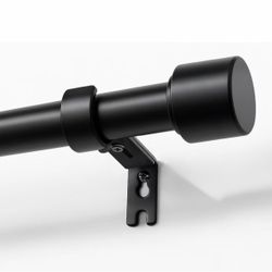 Joydeco Adjustable Black Curtain Rod 32-120 inch, 1 inch Heavy Duty Curtain Rods for Windows, Telescopic Splicing Drapery Pole for Sliding Glass Door