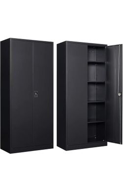 ❤️‍🔥 Metal Storage Cabinet with 2 Doors and 4 Adjustable Shelves,