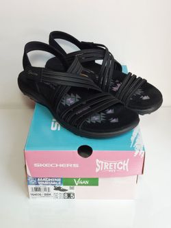 Skechers Sandals walking shoe. Authentic. New In Box. Black. Super comfy. Size 8.5 women's shoes