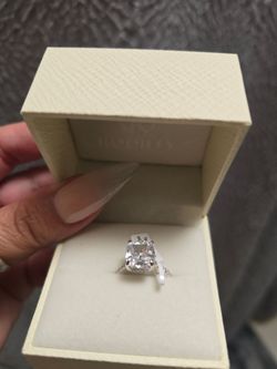 RODIFFY Silver 3.5CT Cushion Cut Moissanite Engagement Ring