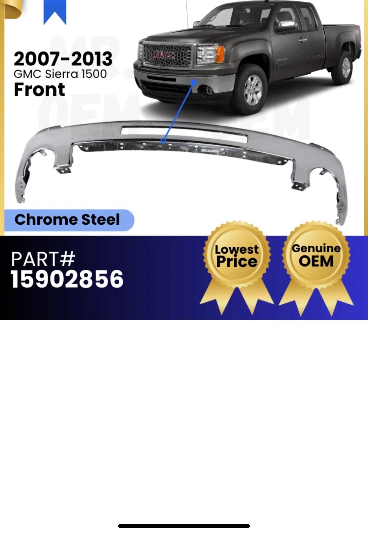 *NEW* GM OEM 07-13 Sierra 1500 Bright Chrome Front Bumper Impact Bar 1(contact info removed)