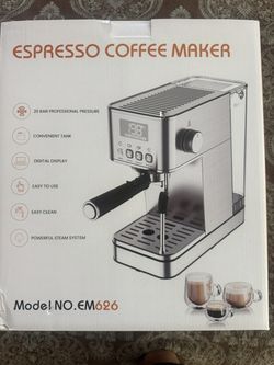 Espresso Machine 20 Bar w/ Milk Frother Steam Wand – Stainless Steel EM626 (New)