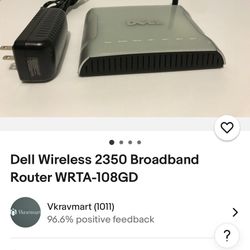 Dell Wireless 2350 broadband Router WRTA-108GD With Lots Of Extra Accessories And Cable 