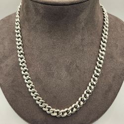 Sterling Silver Diamond-Accented Cuban Link Chain Necklace (20.5" / 37.0g)