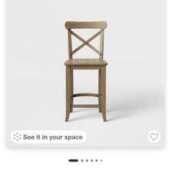 (1pc)24" Litchfield X-Back Counter Height Barstool - Driftwood Brown (Threshold™)
 **in bbox**