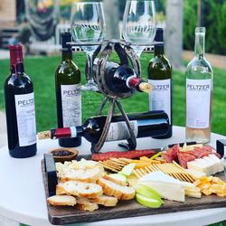 Reclaimed horseshoe wine rack