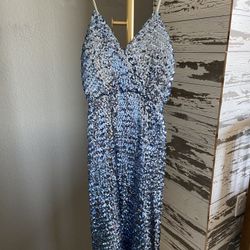 Vintage Blue Sequin Pin Up Cocktail Dress 