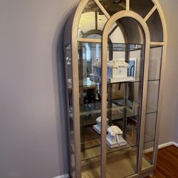 Arched Curio Cabinet in Almond Cream: $600