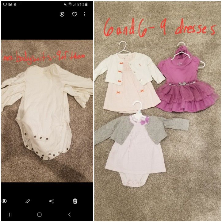 6 to 9 month dress and bodysuit lot