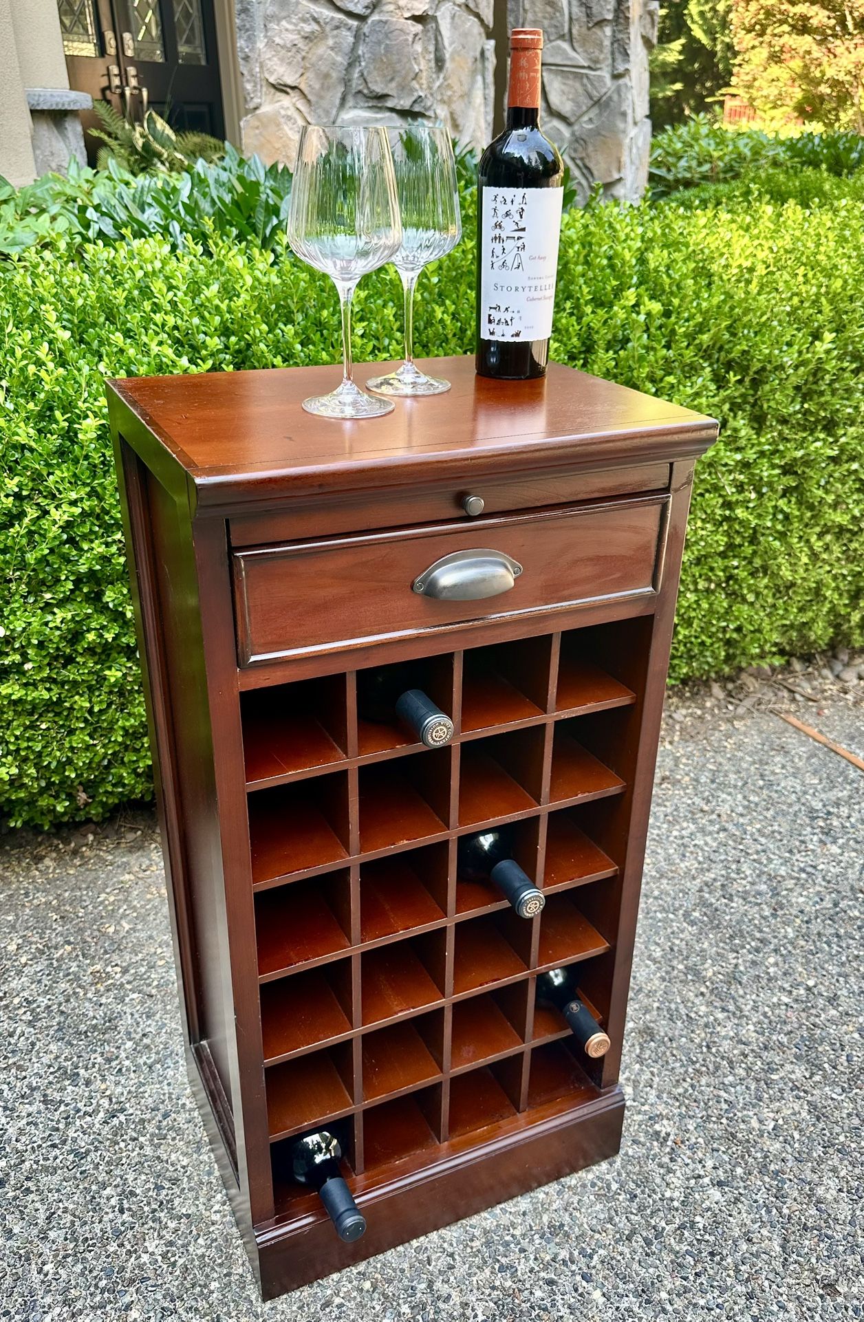 Pottery Barn Wood Bar / Wine Rack