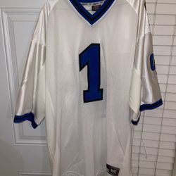 Colosseum Athletics Duke Blue Devils jersey featuring blue accents and the number 1. 