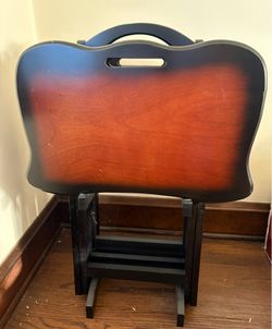 Vintage wood TV Folding Tables with stand
