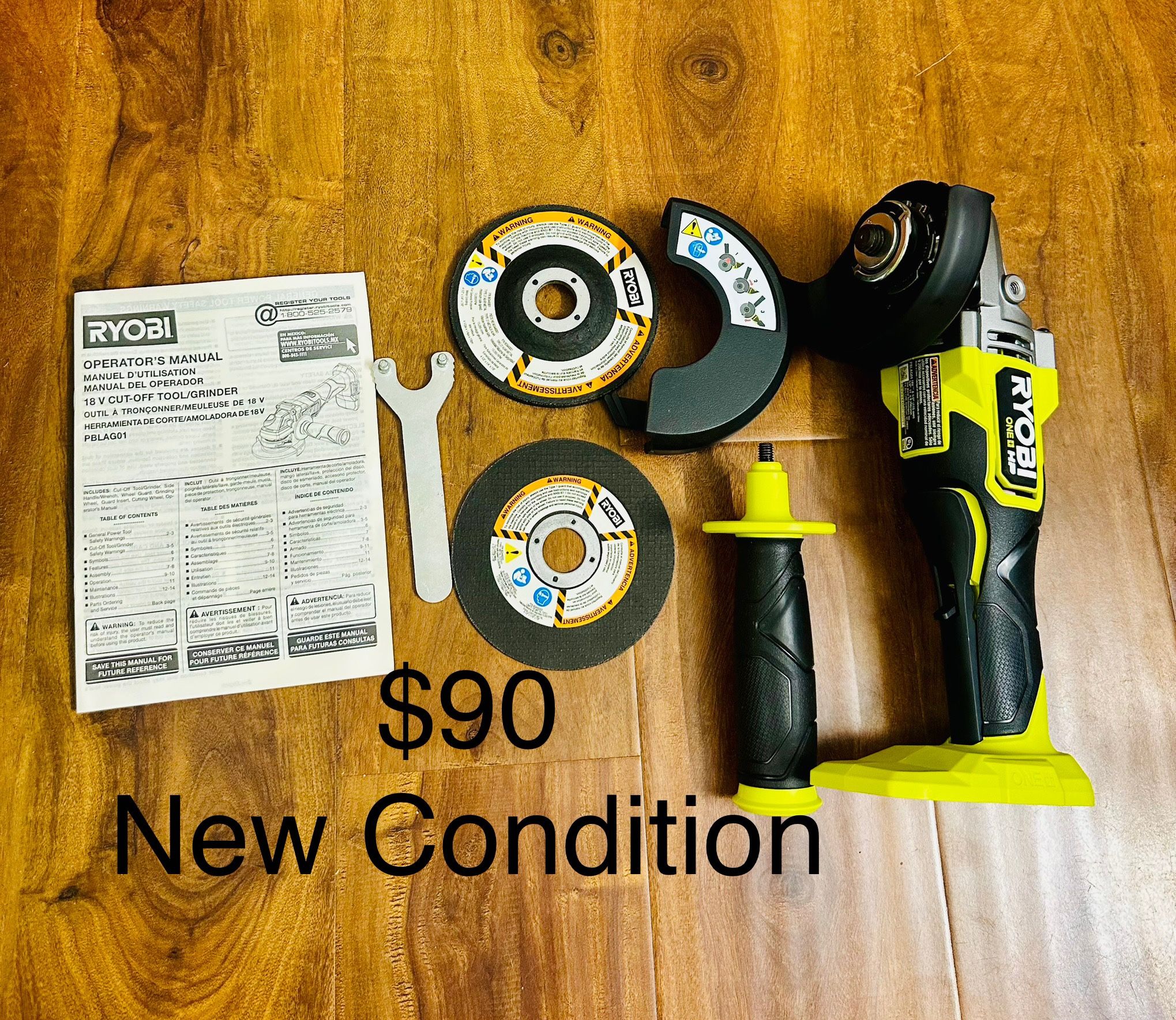 RYOBI Model PBLAG01 18V ONE+ HP Brushless Angle Grinder/Cut-Off Tool New Condition