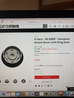V-twin clutch drum with ring gear