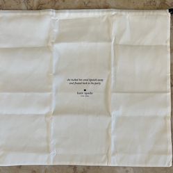 NEW Kate Spade Cotton Dust Bag 19.5'' X 17.5'' White With Black Ribbon