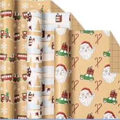 Kraft Christmas Wrapping Paper - 17In x 120In Per Roll (3 Rolls)