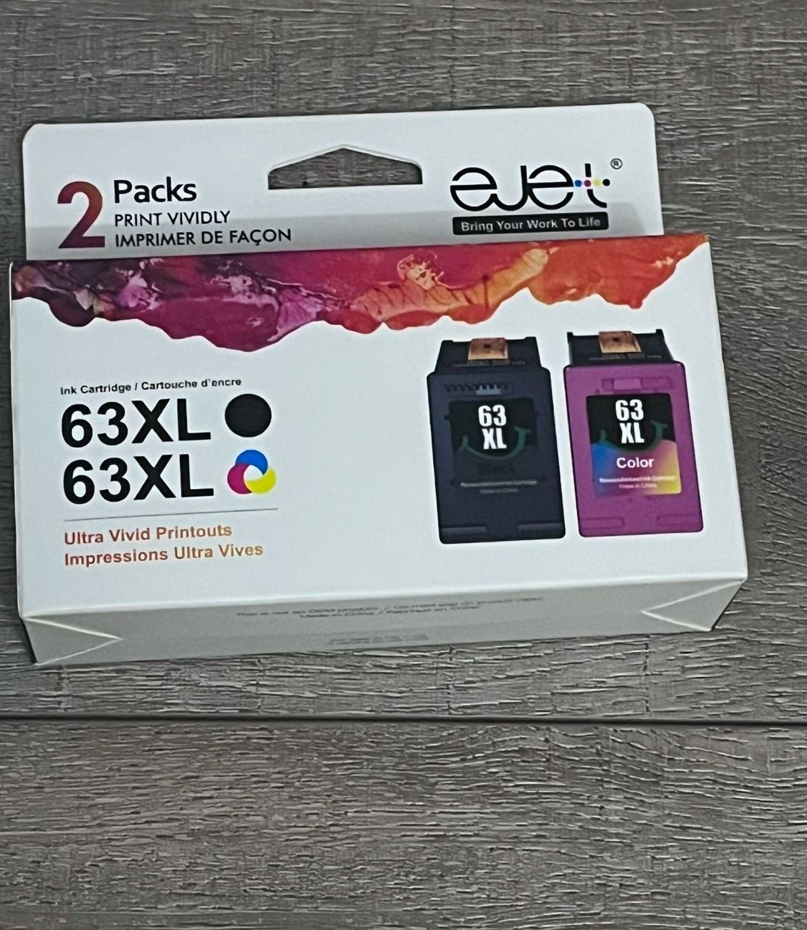 ejet Remanufactured Ink Cartridge Replacement for HP Ink 63 XL 63xl Black Ink Cartridge Work with HP63 3 4 5 5 4520 45