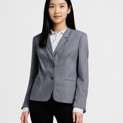 Tahari Arthur S Levine Gray Pinstripe Jacket Blazer Button Down Sz 16
