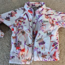 Baby Girl Columbia Fleece Zip Up Jacket 12-18month Size