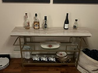 Modern Gold-Tone Metal Console/Sofa Table