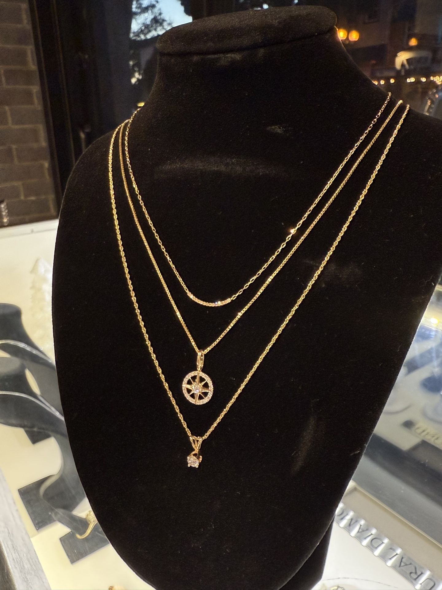 10K Yellow Gold Pendant Natural Diamonds 14K Yellow Gold Chain Beautiful Necklace