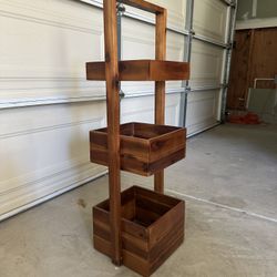 3 Tier Wood Basket Stand