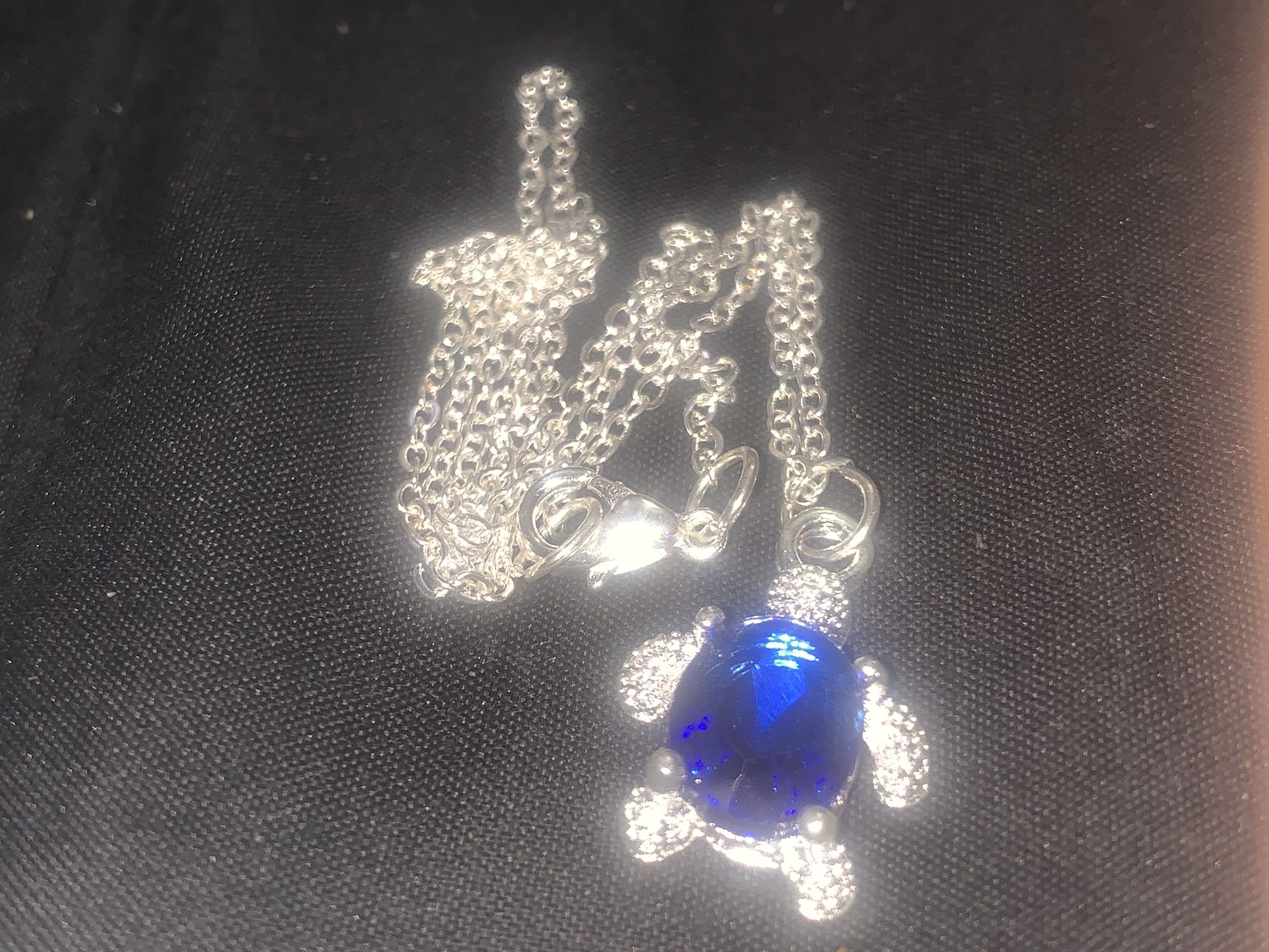 925 silver stimulated sapphire turtle pendant with chain