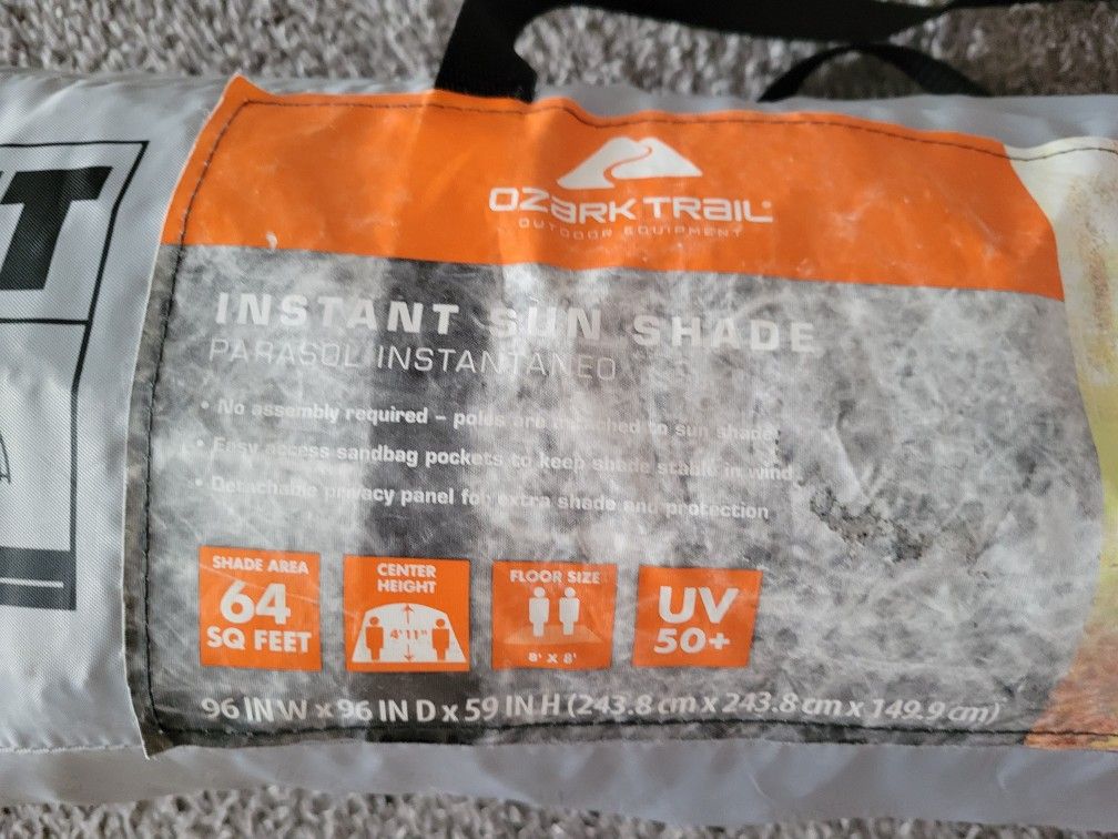 Instant Ozark trail sunshade tent