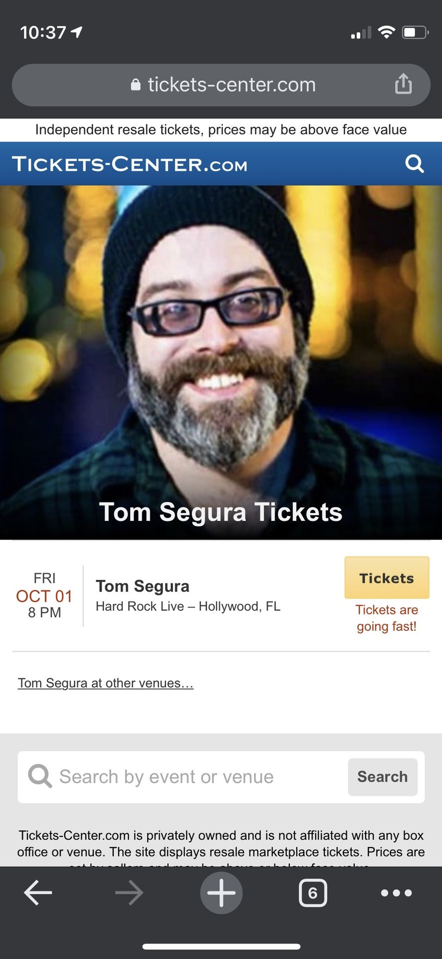 Tom Segur - Two Tickets 10/1/2021 Hard Rock