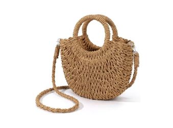 Gocvo straw beach tote bag, straw bags for women, summer wicker tote bags, shoulder bags with a wicker handle.