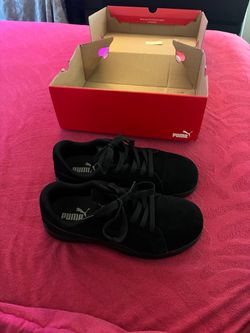 Puma Black Suede Steel Toe Low-Top Sneakers