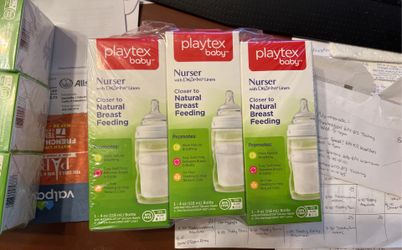 Playtex Nurser Bottles New In Box, 6 Total